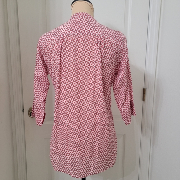 Roberta Roller Rabbit Size XS Brick Red & White Geometric Pattern Blouse - Picture 4 of 13